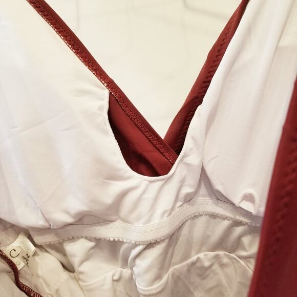 Cupshe NEW Burgundy Red One Piece Swimsuit Cross Over Tie Front Women's Size L - Picture 8 of 12